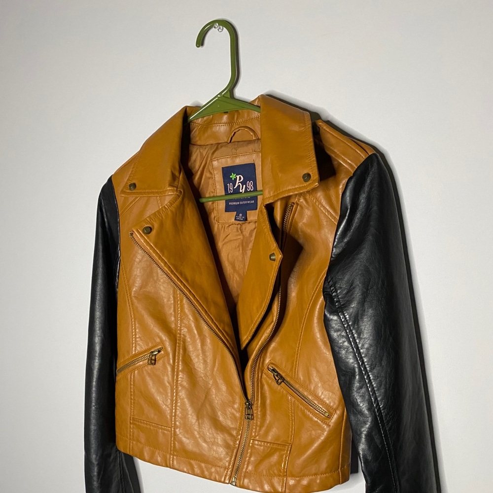 Papaya Faux Leather Brown and Black Jacket Size Small